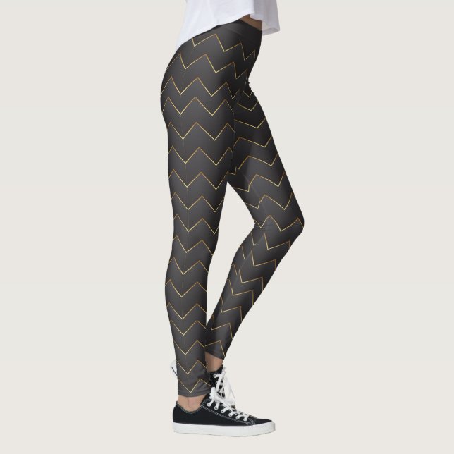 Leggings Gold Zig Zag Chevron Motif (Droite)