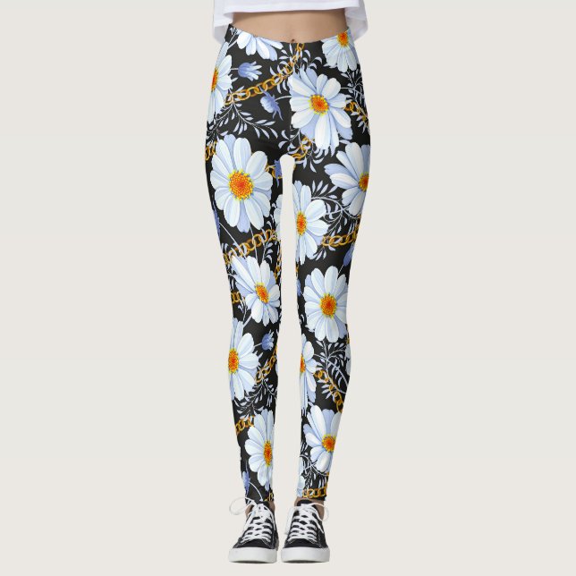 Leggings Golden Baroque : Floral Chain Texture (Devant)