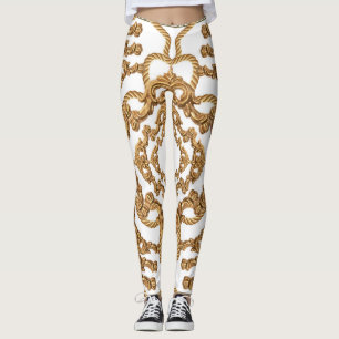 Leggings Golden Baroque : Luxueux Design Ornament.