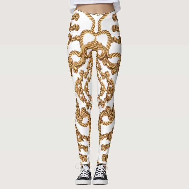Leggings Golden Baroque : Luxueux Design Ornament. (Devant)