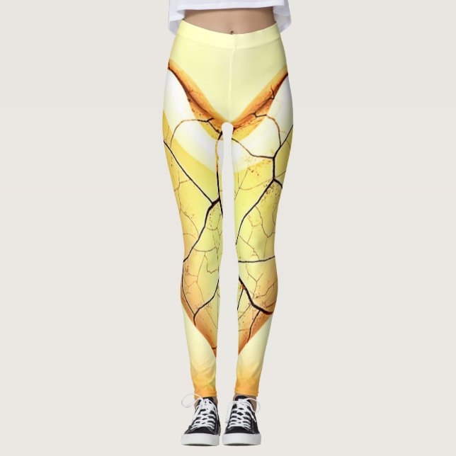 Leggings Golden Cracked Heart Art (Devant)