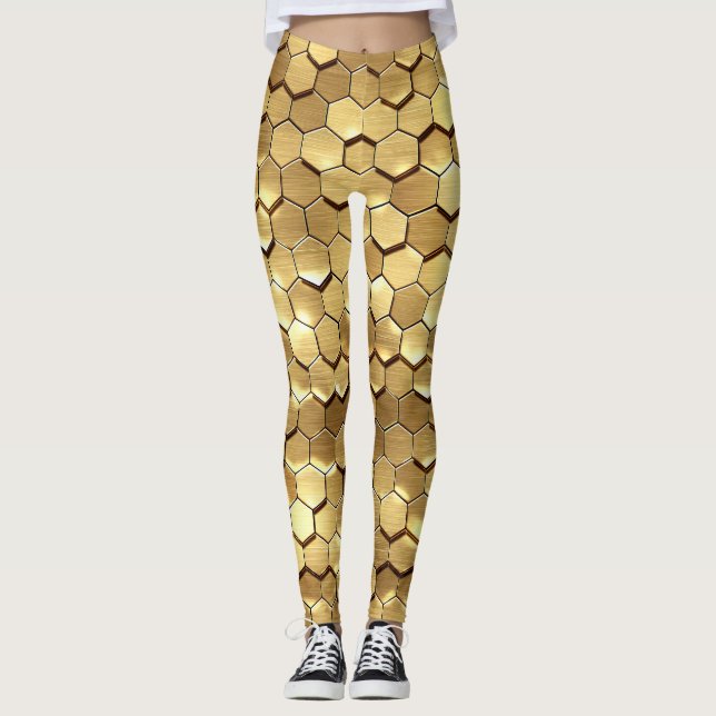 Leggings Golden Honeycomb 3D Render Texture (Devant)
