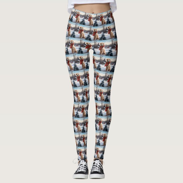 Leggings Golden Retriever Dog in Snow Christmas (Devant)