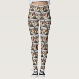 Leggings Golden Retriever Dog in Snow Christmas