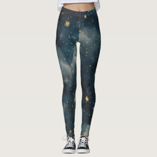 Leggings Golden Starry Night - Luxe Celestial Activewear