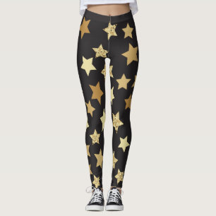 Leggings Golden Stars du Black Background