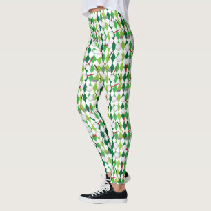 Leggings Golf Green White Jacquard Motif