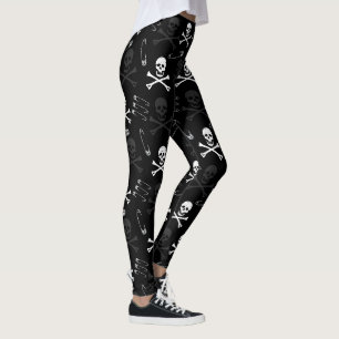 Leggings Goth Punk Rock Style Motif crâne