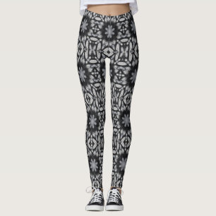 Leggings Gothic black white 8 pointed star geometric design