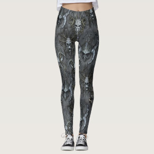 Leggings Gothic Dungeon Goth Skulls Imaginaire Demon Casque