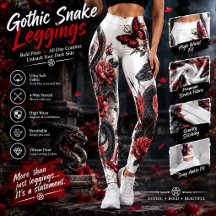 Leggings Gothique Serpent & Roses Rouges – Fantast