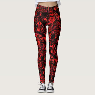 Leggings Gothique victorienne gothique noir et rouge