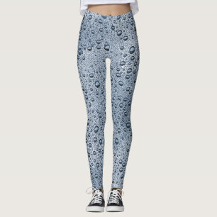 Leggings gouttelettes d'eau gris de métal