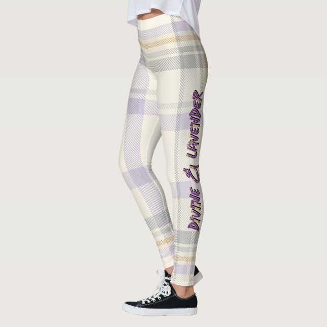 Leggings Grace Ivory & Lavender Luxe Plaid Pattern Vol 72 (Gauche)