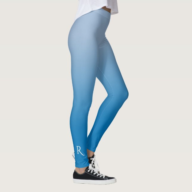 Leggings Gradient bleu clair à bleu foncé avec un monogramm (Droite)