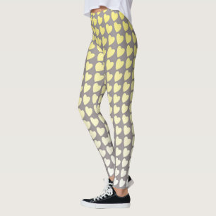 Leggings Gradient du Motif du coeur gris et jaune tendance