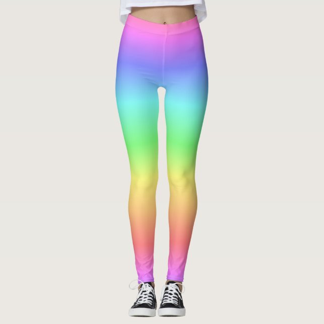 Leggings Gradient en pastel d'arc-en-ciel (Devant)