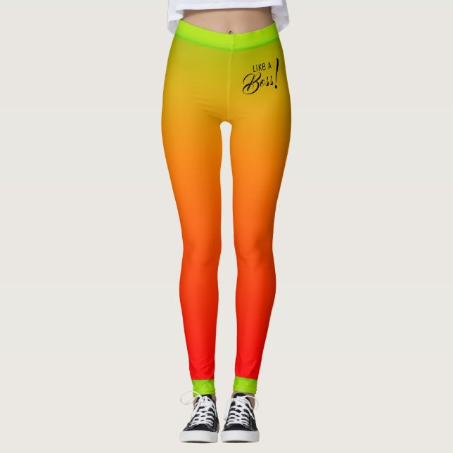 Leggings Gradient rouge jaune tropical avec un texte sembla (Devant)