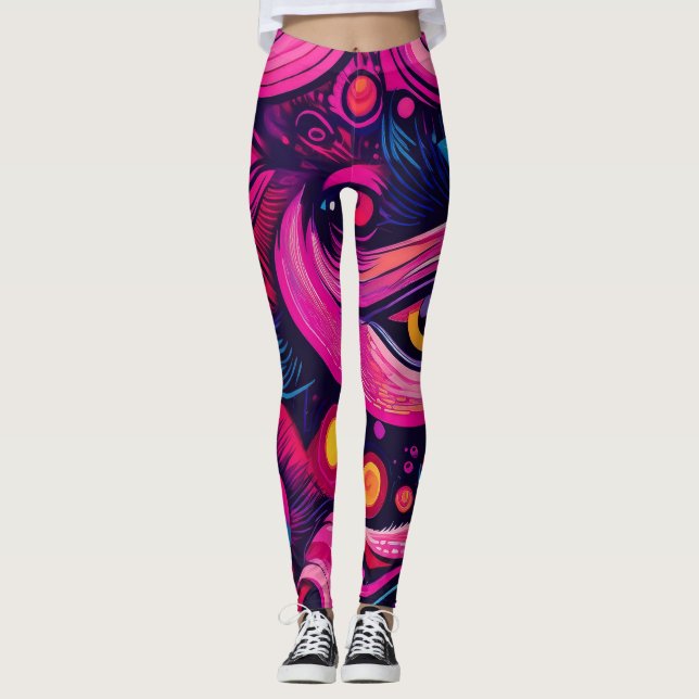 Leggings Graffiti Abstrait Gras, Urbain, Street Chic (Devant)