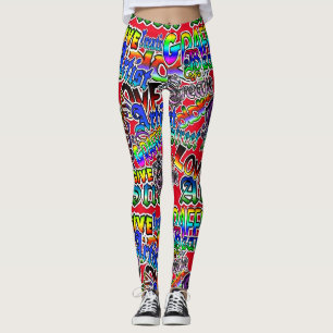 Leggings Graffiti Art Leggings, rouge coloré