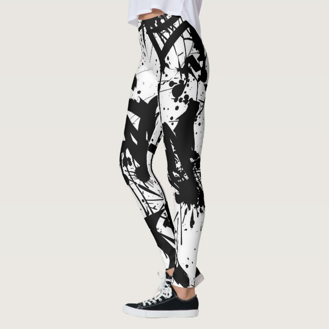 Leggings Graffiti noir et blanc (Gauche)