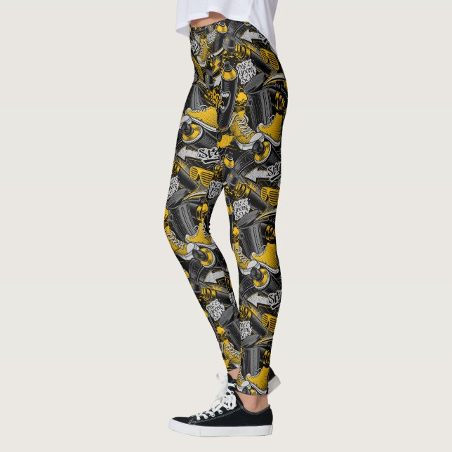 Leggings Graffiti urbain Motif de rue (Gauche)