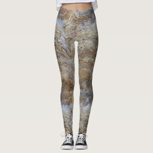 Leggings Grains de bois franc Brown blanc rustique