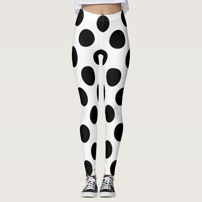 Leggings Grand motif de pois noir (Devant)