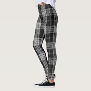 Leggings Grand plaid de tartan de toile gris noir