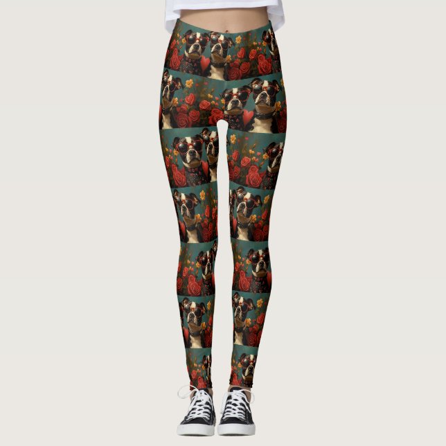 Leggings Grand Suisse avec coeur Roses Saint Valentin (Devant)
