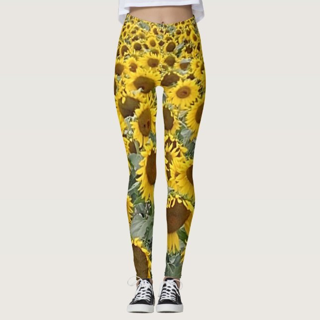 Leggings Grand Tournesol Jaune Exercice de Yoga (Devant)