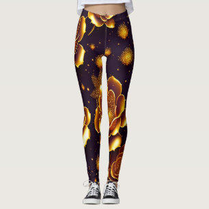 Leggings Grande Collection Gold Rose moderne de luxe
