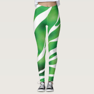 Leggings Grandes Abstraites vertes et blanches