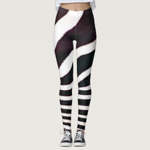 Leggings Grandes bandes noires et blanches Zebra Imprimer l