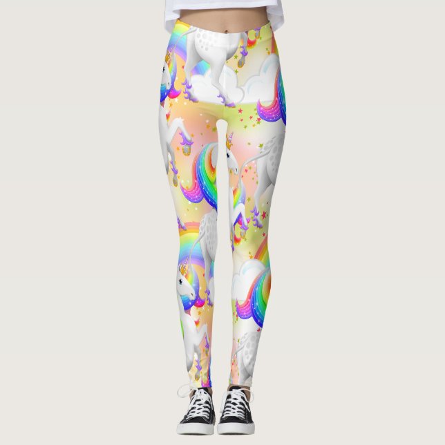 Leggings Grandes Etoiles Rainbow Unicorn Princesse de la Fo (Devant)
