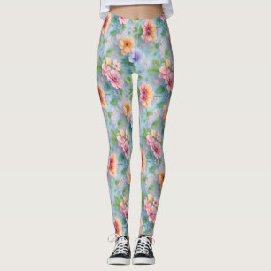 Leggings Grandes Fleurs en Papier Colorées