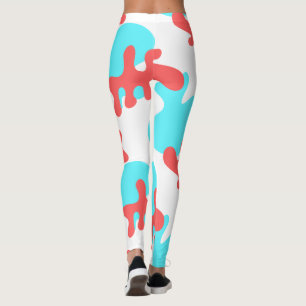 Leggings Grandes formes rouges bleues Abstraites Jambes de 
