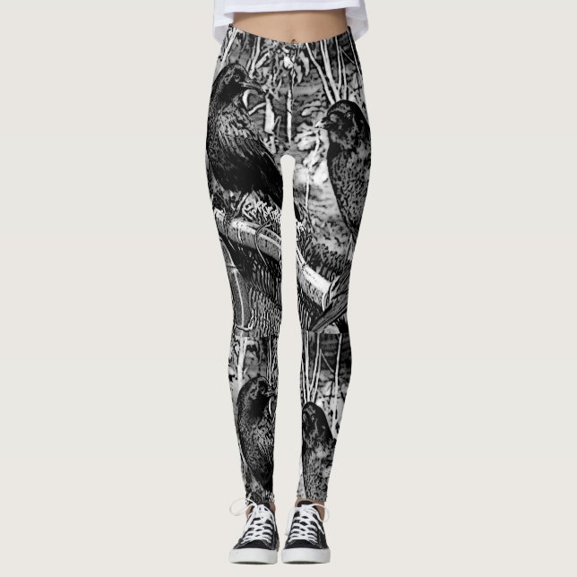 Leggings Grandes guêtres noires de corneille (Devant)