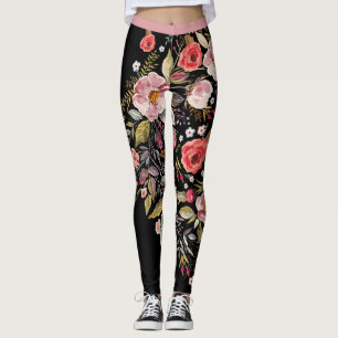Leggings Grandes légendes florales multicolores