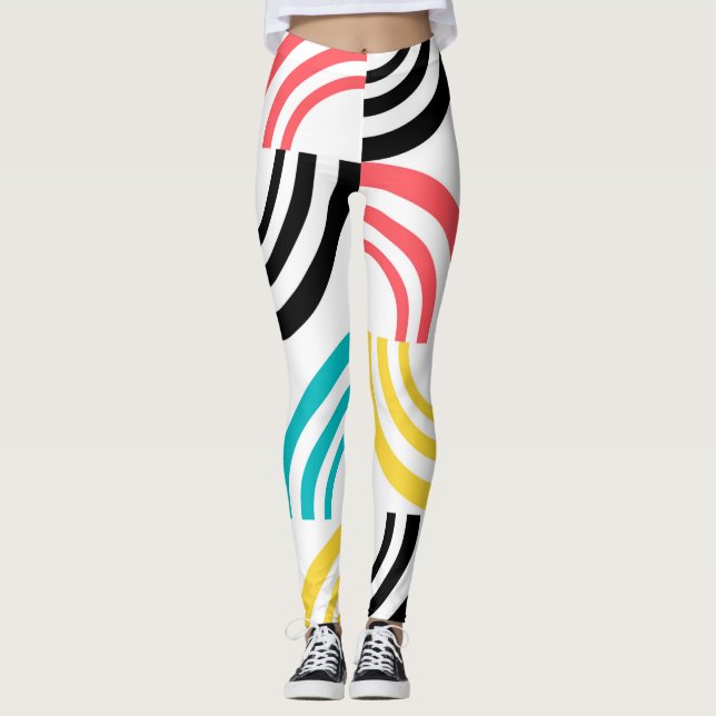 Leggings Graphique géométrique coloré, moderne, amusant et  (Devant)