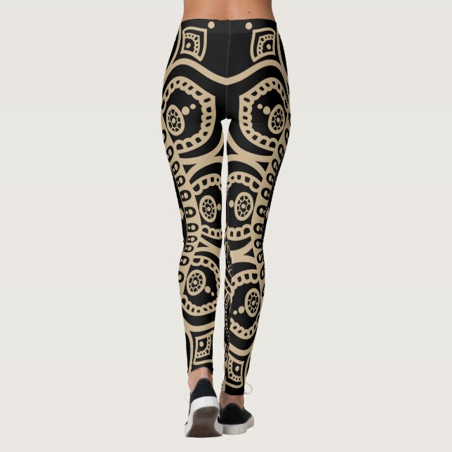 Leggings Graphique parfaitement complet Mandala yoga noir e (Dos)