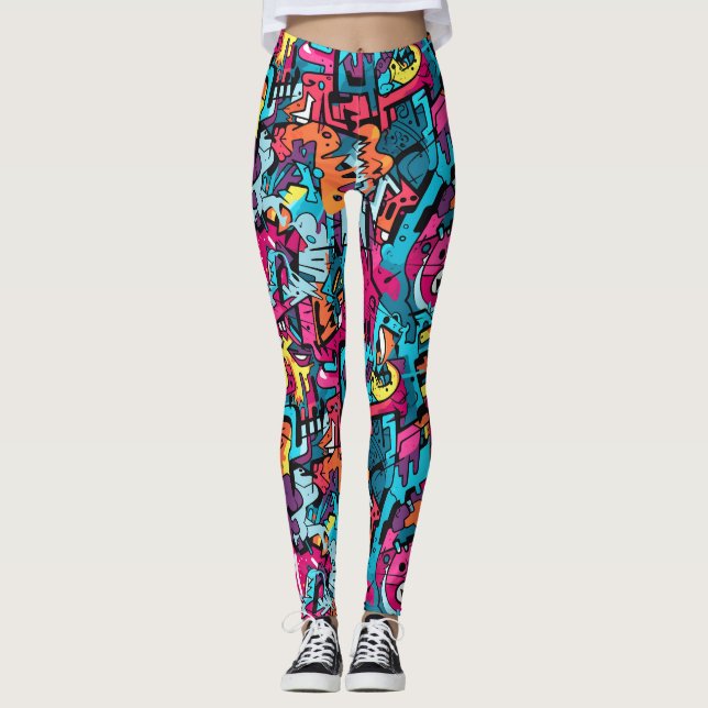 Leggings Graphique Vibrant Inspiré Graffiti (Devant)