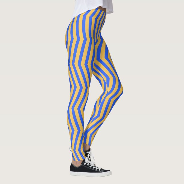Leggings Gras bleu et or Chevron Zigzag Motif (Droite)
