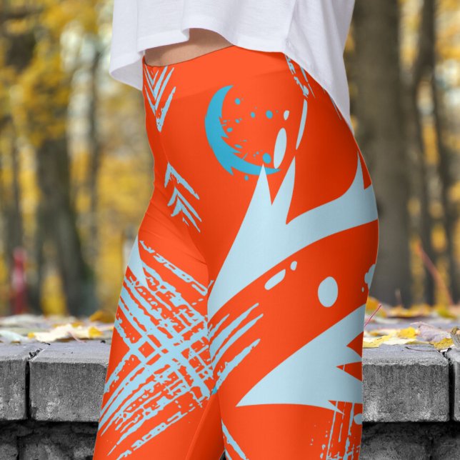 Leggings Gras Coquelicot Orange Dragon Slash Motif (Dragon Slash on Coquelicot Orange Leggings)