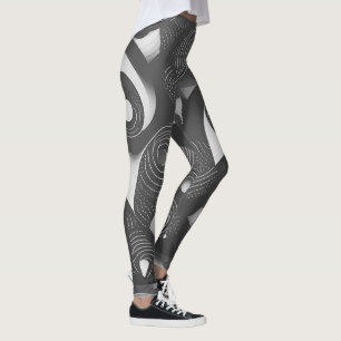 Leggings Gras et dynamiques : Gris et blanc Légendes Abstra