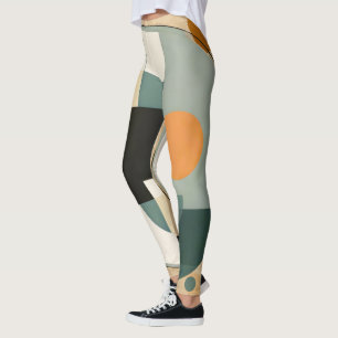 Leggings Gras rétro : Cercles et rectangles Abstraits