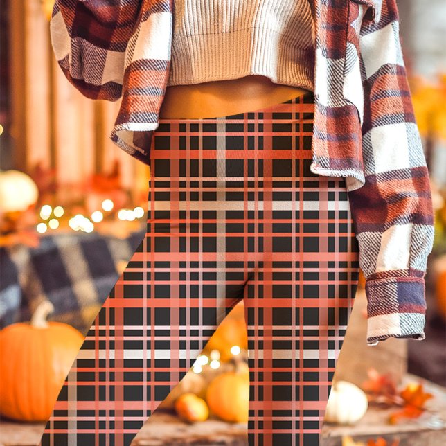 Leggings Gras rose, orange et noir plaid (Créateur téléchargé)