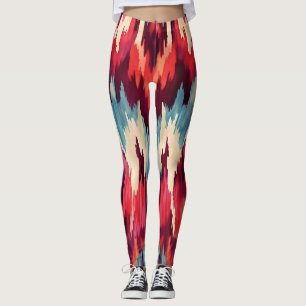 Leggings Gras rouge et noir Ikat Design