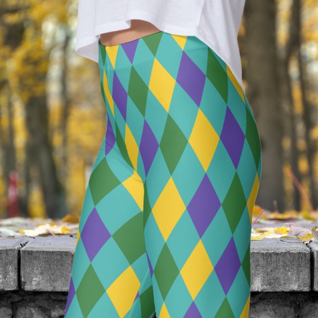 Leggings Gras vert et jaune arlequin chèques Motif (Harlequin and Verdigris )