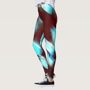 Leggings Gravé de métal mat, en dégradé brun à cyan
